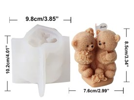 Molde silicona 2 ositos abrazados